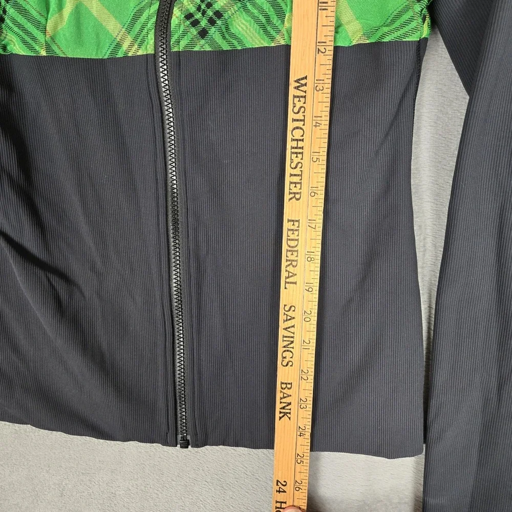 Lululemon Start It Up Reversible Hoodie Womens 8 Green Plaid Black Full-Zip RARE